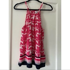 Crown & Ivy Pink Elephant halter tank top.